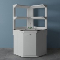 Стол мойка ЛК-900 СМС-Д угловой с двумя полками (корпус полипропилен) Lab HPL