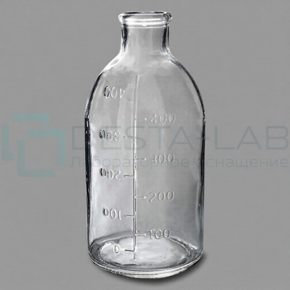 Бутылка стеклянная для крови, трансфузионных и инфузионных препаратов из стекла марки МТО вместимостью 450 см3 по ТУ 23.13.11-005-61651007-2017