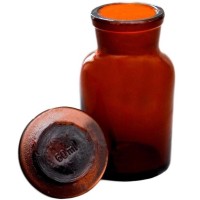 Склянка лабораторная 60 мл. из темного стекла с широкой горловиной и притертой пробкой