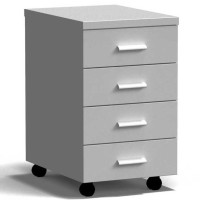 Тумба подкатная 4 ящика 400х540х670 мм, средняя, серый металл - СТАЛЬ