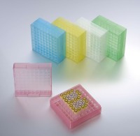 Штатив для хранения криопробирок 1-2 мл, 81 место, полипропилен, с крышкой, набор разных цветов, Biologix, Китай