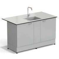 Стол-мойка ЭКРОС 1500х800х900 мм, чаша стеклопластик по центру, раб. поверхность - LABGRADE