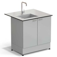 Стол-мойка ЭКРОС 900х800х900 мм, чаша стеклопластик слева, раб. поверхность - LABGRADE