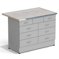 Стол-тумба ЭКРОС 1200х800х900 мм 2 ящика + 3 ящика + 3 ящика, раб. поверхность - КЕРАМИКА с НС бортиком