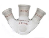 Колба трехгорлая круглодонная Kimble 15 мл, боковые шлифы 14/20 под углом к центральному 19/22, стекло