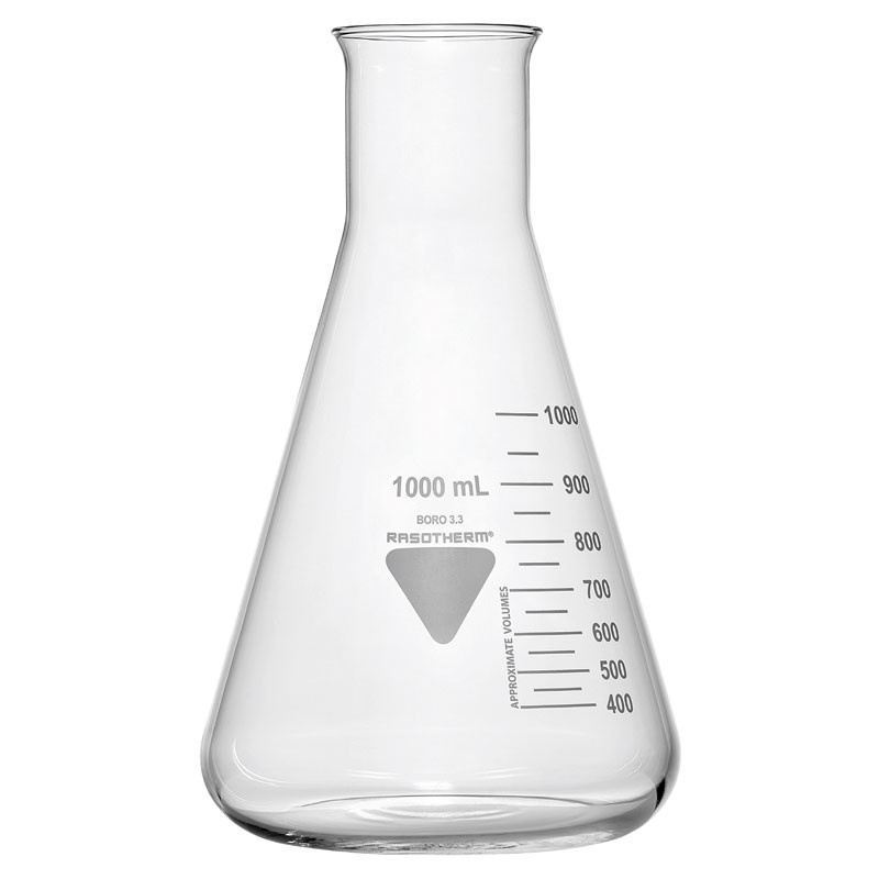 Колба Эрленмейера RASOTHERM 500 мл, широкогорлая, с градуировкой, стекло