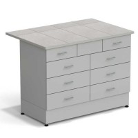 Стол-тумба ЭКРОС 1200х800х900 мм 2 ящика + 3 ящика + 3 ящика, раб. поверхность - КЕРАМИКА с ПВХ кромкой