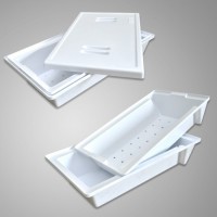 Контейнер полимерный с перфорированным поддоном и крышкой для предстерилизационной очистки, химической дезинфекции и стерилизации медицинских изделий, КДС-20