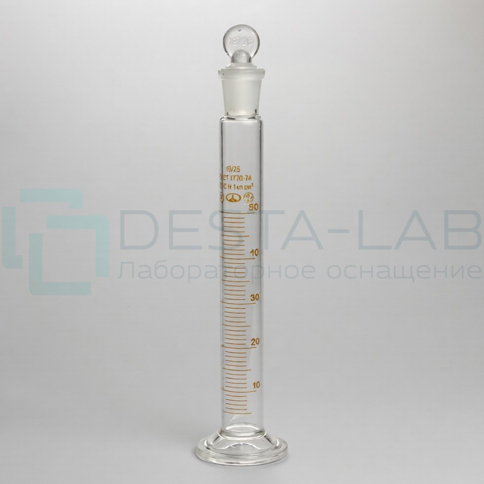 Цилиндр 2-50-1 мерный с пришлиф. пробкой на стекл. основании, ГОСТ 1770-74