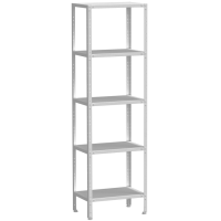 Стеллаж универсальный 5 полок 600*400*2000 мм, на винтовых опорах, серый металл