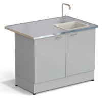 Стол-мойка ЭКРОС 1200х800х900 мм, чаша полипропилен справа, раб. поверхность - МОНОЛИТНЫЙ КЕРАМОГРАНИТ с НС бортиком