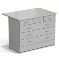 Стол-тумба ЭКРОС 1200х800х900 мм 2 ящика + 3 ящика + 3 ящика, раб. поверхность - ЛАМИНАТ СЕРЫЙ
