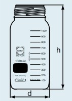 Бутыль DURAN Group 2000 мл, GLS80, широкогорлая, без крышки и сливного кольца, бесцветное стекло