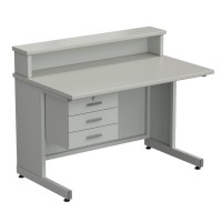 Стол преподавателя с полкой и подвесной тумбой 3 ящика 1200х750х950 в сборе, раб. поверхность - ЛАМИНАТ СЕРЫЙ