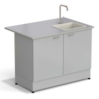 Стол-мойка ЭКРОС 1200х800х900 мм, чаша полипропилен справа, раб. поверхность - МОНОЛИТНЫЙ КЕРАМОГРАНИТ с ПВХ кромкой