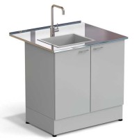 Стол-мойка ЭКРОС 900х800х900 мм, чаша стеклопластик слева, раб. поверхность - НЕРЖАВЕЮЩАЯ СТАЛЬ