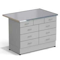 Стол-тумба ЭКРОС 1200х800х900 мм 2 ящика + 3 ящика + 3 ящика, раб. поверхность - МОНОЛИТНЫЙ КЕРАМОГРАНИТ с НС бортиком