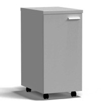 Тумба подкатная дверь левая 400х540х820 мм, высокая, серый металл - СТАЛЬ