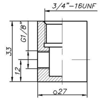 Проточная камера 3/4&quot; UNF со штуцерами c внутренней резьбой G1/8&quot;