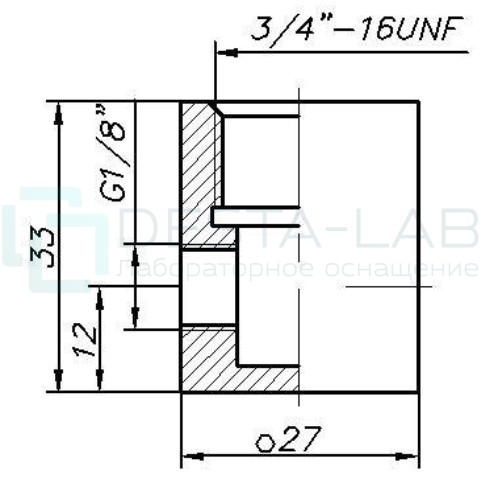 Проточная камера 3/4" UNF со штуцерами c внутренней резьбой G1/8"