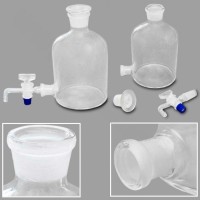 Склянка-аспиратор с краном и пришлифованной пробкой, 1000 мл. (бутыль Вульфа)