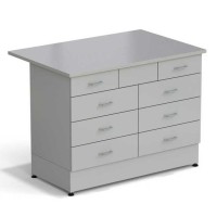 Стол-тумба ЭКРОС 1200х800х900 мм 2 ящика + 3 ящика + 3 ящика, раб. поверхность - МОНОЛИТНЫЙ КЕРАМОГРАНИТ с ПВХ кромкой