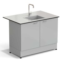 Стол-мойка ЭКРОС 1200х800х900 мм, чаша стеклопластик по центру, раб. поверхность - LABGRADE