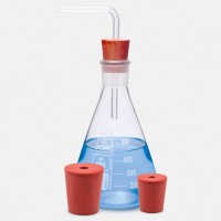 Пробка ISOLAB Ø 21,0 x 27,0 мм, с отверстием Ø 5 мм, натуральный каучук