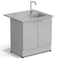 Стол-мойка ЭКРОС 900х800х900 мм, чаша стеклопластик справа, раб. поверхность - МОНОЛИТНЫЙ КЕРАМОГРАНИТ с ПВХ кромкой