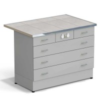 Стол-тумба ЭКРОС 1200х800х900 мм 2 ящика + 3 ящика с электрикой, раб. поверхность - LABGRADE