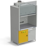 Шкаф вытяжной без подвода воды 1200х900х2145 мм с отсеком для хранения кислот, раб. поверхность - МОНОЛИТНЫЙ КЕРАМОГРАНИТ