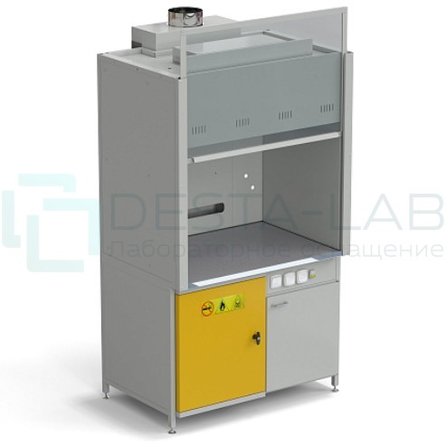 Шкаф вытяжной без подвода воды 1200х900х2145 мм с отсеком для хранения кислот, раб. поверхность - МОНОЛИТНЫЙ КЕРАМОГРАНИТ
