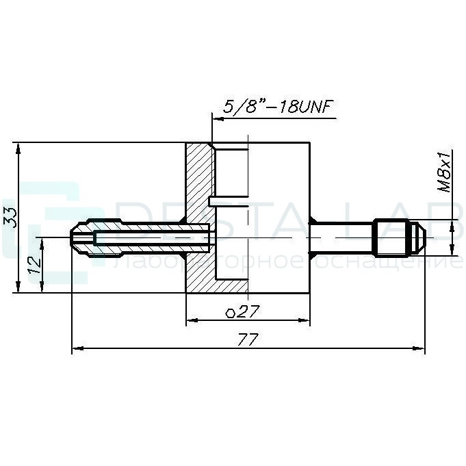 Проточная камера 5/8" UNF со штуцерами М8x1