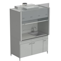 Шкаф вытяжной с мойкой из СП и смесителем с ВЗБ светильником 1500х900х2145 мм, раб. поверхность - LABGRADE