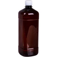 Бутылка квадратная 1000 мл коричневая с крышкой с контрольным кольцом