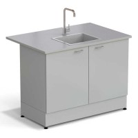 Стол-мойка ЭКРОС 1200х800х900 мм, чаша стеклопластик по центру, раб. поверхность - МОНОЛИТНЫЙ КЕРАМОГРАНИТ с ПВХ кромкой
