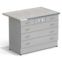 Стол-тумба ЭКРОС 1200х800х900 мм 2 ящика + 3 ящика с электрикой, раб. поверхность - КЕРАМИКА с НС бортиком