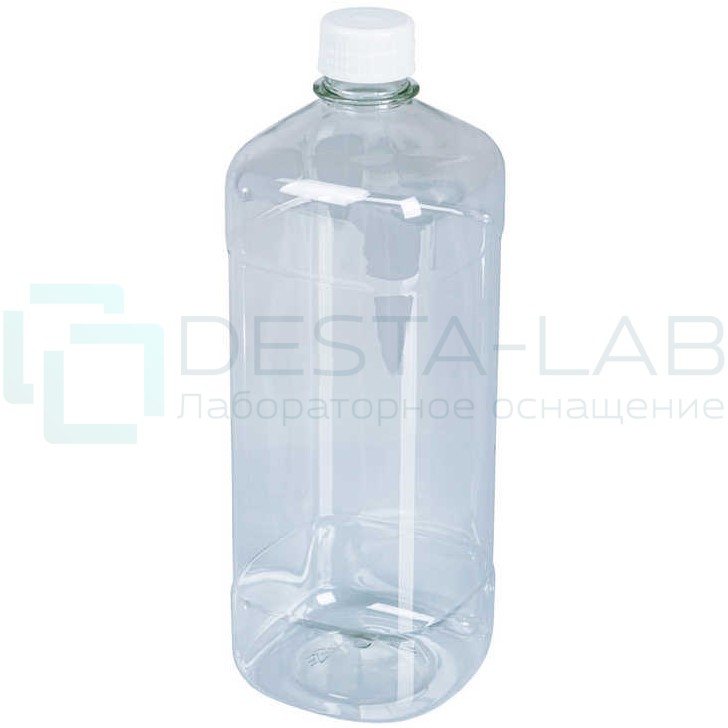 Бутылка квадратная 1000 мл прозрачная с крышкой