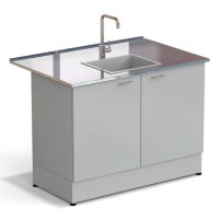 Стол-мойка ЭКРОС 1200х800х900 мм, чаша стеклопластик по центру, раб. поверхность - НЕРЖАВЕЮЩАЯ СТАЛЬ