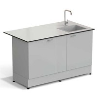 Стол-мойка ЭКРОС 1500х800х900 мм, чаша стеклопластик справа, раб. поверхность - LABGRADE