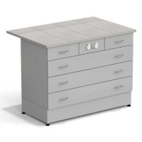 Стол-тумба ЭКРОС 1200х800х900 мм 2 ящика + 3 ящика с электрикой, раб. поверхность - КЕРАМИКА с ПВХ кромкой