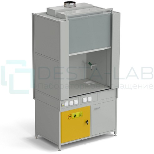 Шкаф вытяжной с коконом из стеклопластика с водой с электрикой 1200х820х2240 мм с отсеком для хранения кислот, раб. поверхность - LABGRADE