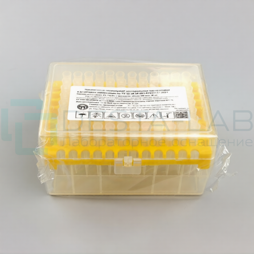 Наконечник полимерный нестерильный одноразовый к дозаторам пипеточным по ТУ 32 50 50-001-07511117-2021 с фильтром 5-200 мкл, уп. штатив 96 шт, У-У ППО