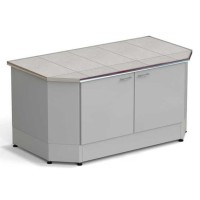 Стол-тумба торцевой ЭКРОС 1500х800х750 мм, раб. поверхность - КЕРАМИКА с НС бортиком