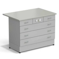 Стол-тумба ЭКРОС 1200х800х900 мм 2 ящика + 3 ящика с электрикой, раб. поверхность - ЛАМИНАТ СЕРЫЙ