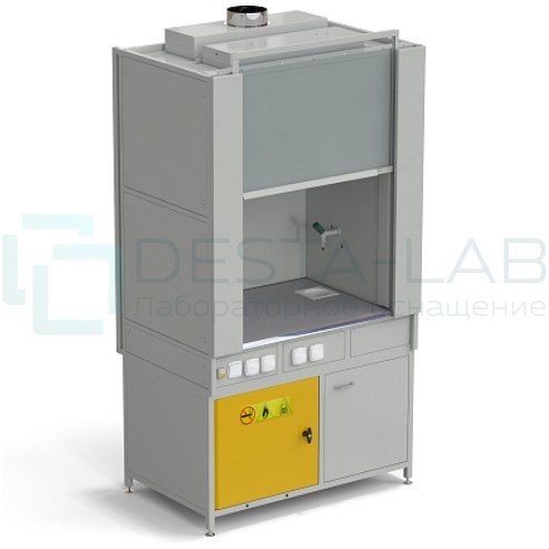 Шкаф вытяжной с коконом из стеклопластика с водой с электрикой 1200х820х2240 мм с отсеком для хранения кислот, раб. пов. - МОНОЛИТНЫЙ КЕРАМОГРАНИТ