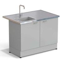Стол-мойка ЭКРОС 1200х800х900 мм, чаша стеклопластик слева, раб. поверхность - МОНОЛИТНЫЙ КЕРАМОГРАНИТ с НС бортиком