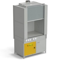 Шкаф вытяжной с коконом из стеклопластика без воды с электрикой 1200х820х2240 мм с отсеком для хранения кислот, раб. поверхность - LABGRADE