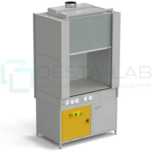 Шкаф вытяжной с коконом из стеклопластика без воды с электрикой 1200х820х2240 мм с отсеком для хранения кислот, раб. поверхность - LABGRADE