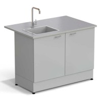 Стол-мойка ЭКРОС 1200х800х900 мм, чаша стеклопластик слева, раб. поверхность - МОНОЛИТНЫЙ КЕРАМОГРАНИТ с ПВХ кромкой